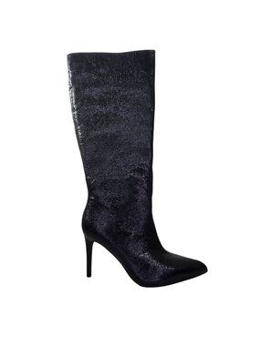 NWOT Mia Women's Marysol Stiletto Heel Tall Boots - Black Crinkle